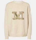 Max Mara Logo embellished wool and cashmere sweater