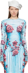 Jean Paul Gaultier Blue & Red Flower Body Morphing Long Sleeve T-Shirt