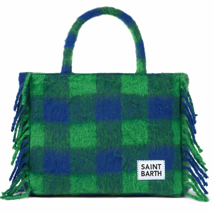 Photo: MC2 Saint Barth Vanity Blanket Shoulder Bag With Green And Blue Check