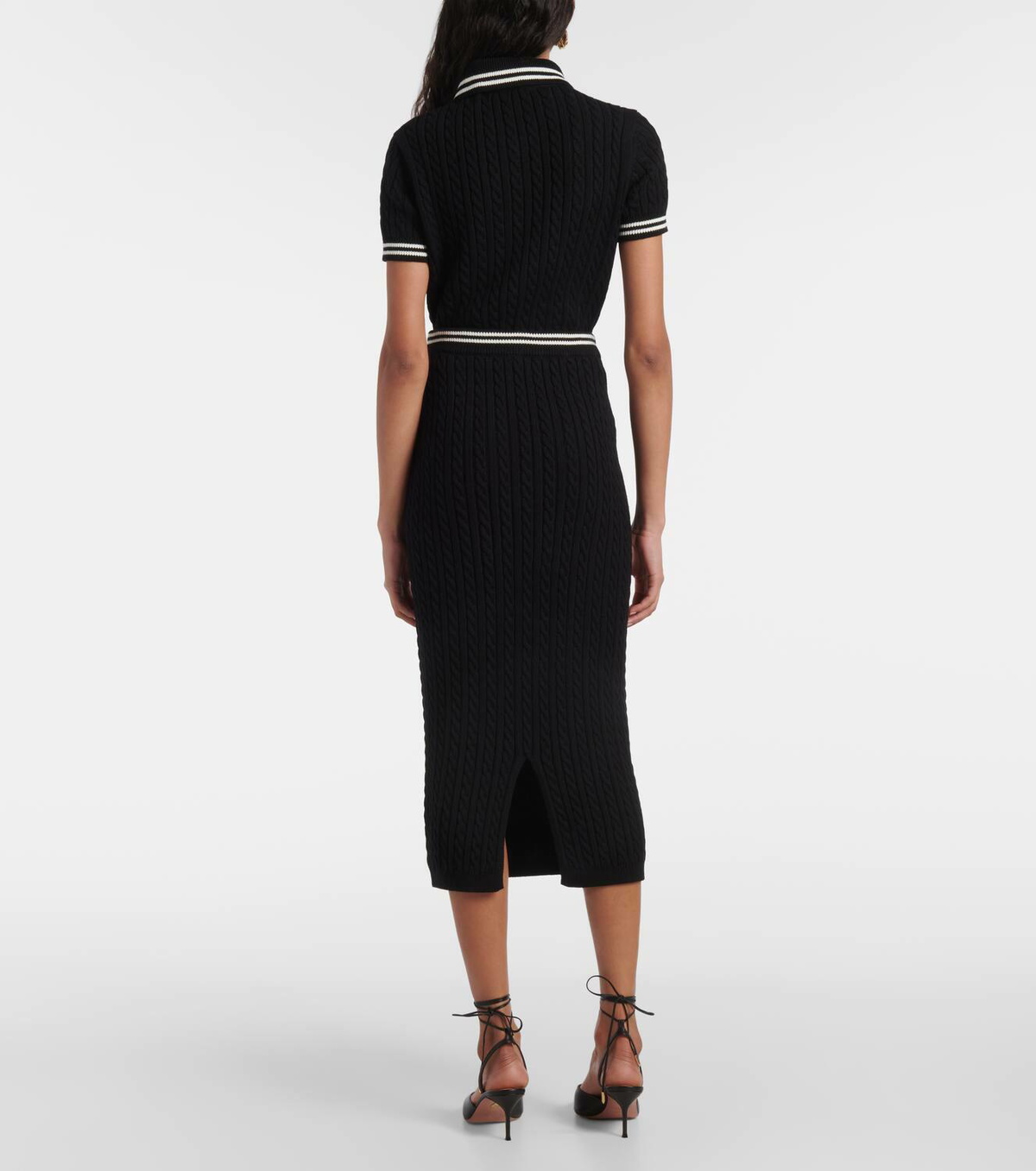 Alessandra Rich Cable-knit cotton midi skirt
