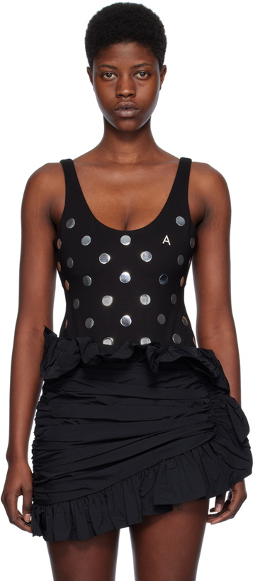 Photo: AREA Black Polka Dot Bodysuit