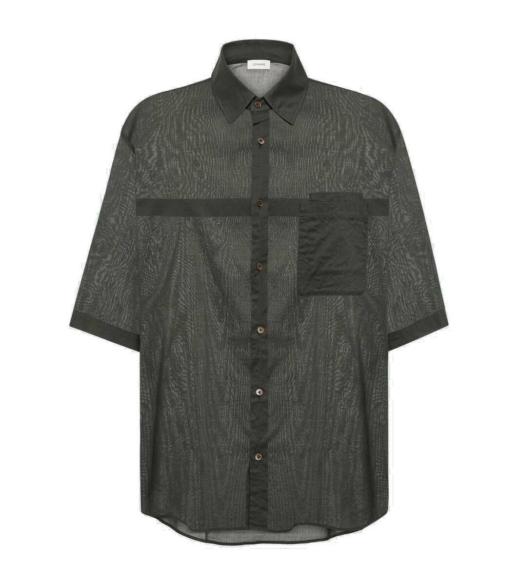 LEMAIRE check-pattern cotton shirt - Brown