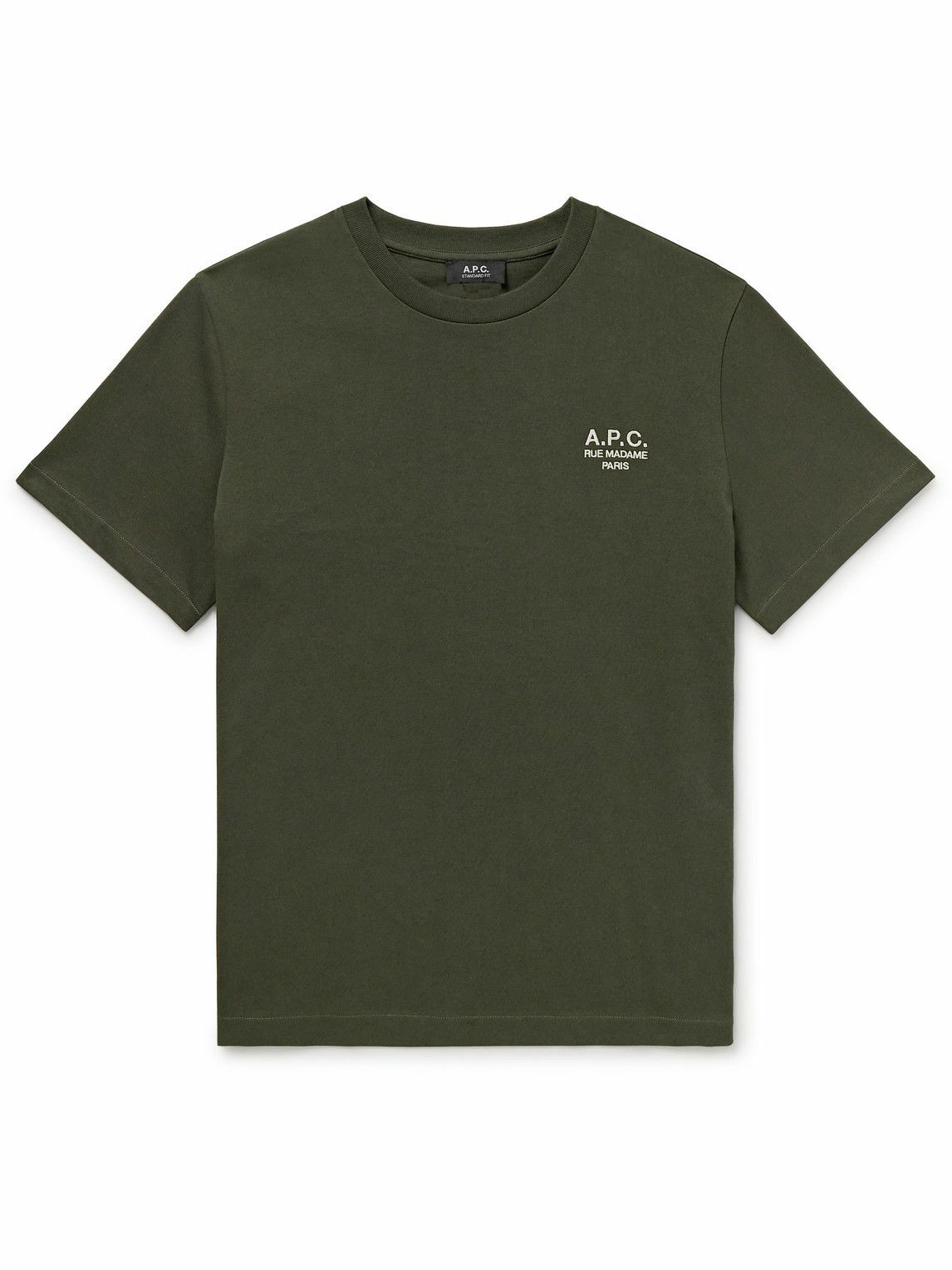 A.P.C. 新品　Tシャツ Lサイズ　グリーン A.P.C. - Logo-Embroidered Organic Cotton-Jersey T-Shirt - Green A.P.C.