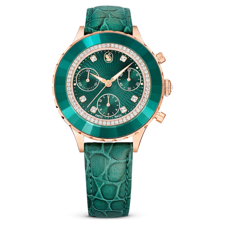 Photo: Swarovski Octea Chrono Quartz Crystal Green Dial Watch 5672931