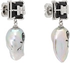 JIWINAIA Silver & Black Alien Pearl Earrings
