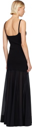 St. Agni Black Sheer Silk Circle Hem Maxi Dress