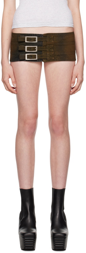 Photo: Mowalola SSENSE Exclusive Brown Belt Denim Miniskirt