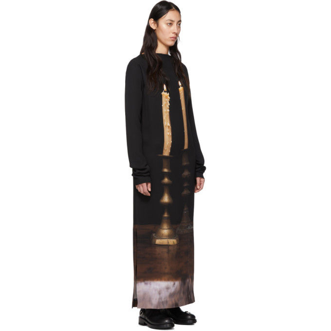S.R. STUDIO. LA. CA. Black Silk Two Candles Long Sleeve Gown