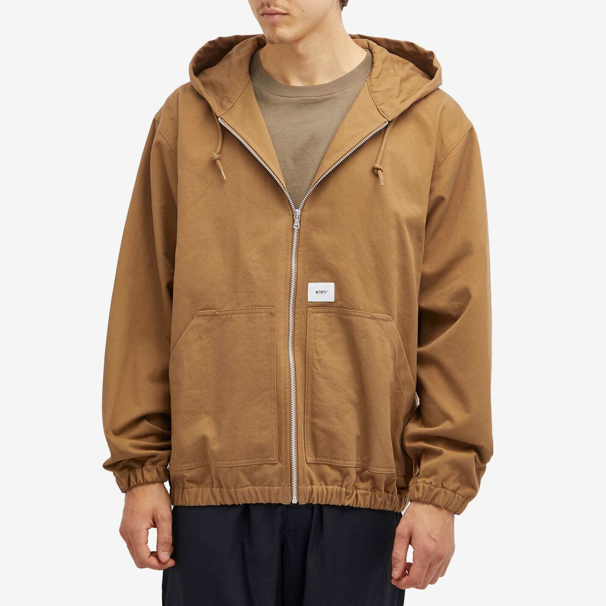 WTAPS Men's 12 Logo Applique Hooded Zip Jacket in Beige WTAPS