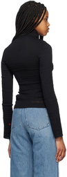 Victoria Beckham Black Shirred Turtleneck