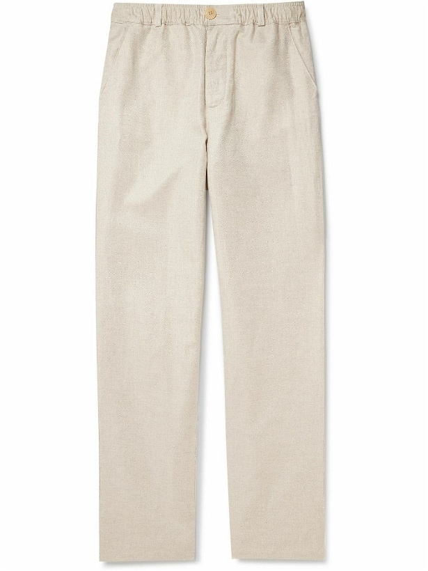 Photo: Oliver Spencer - Straight-Leg Linen and Cotton-Blend Drawstring Trousers - Neutrals