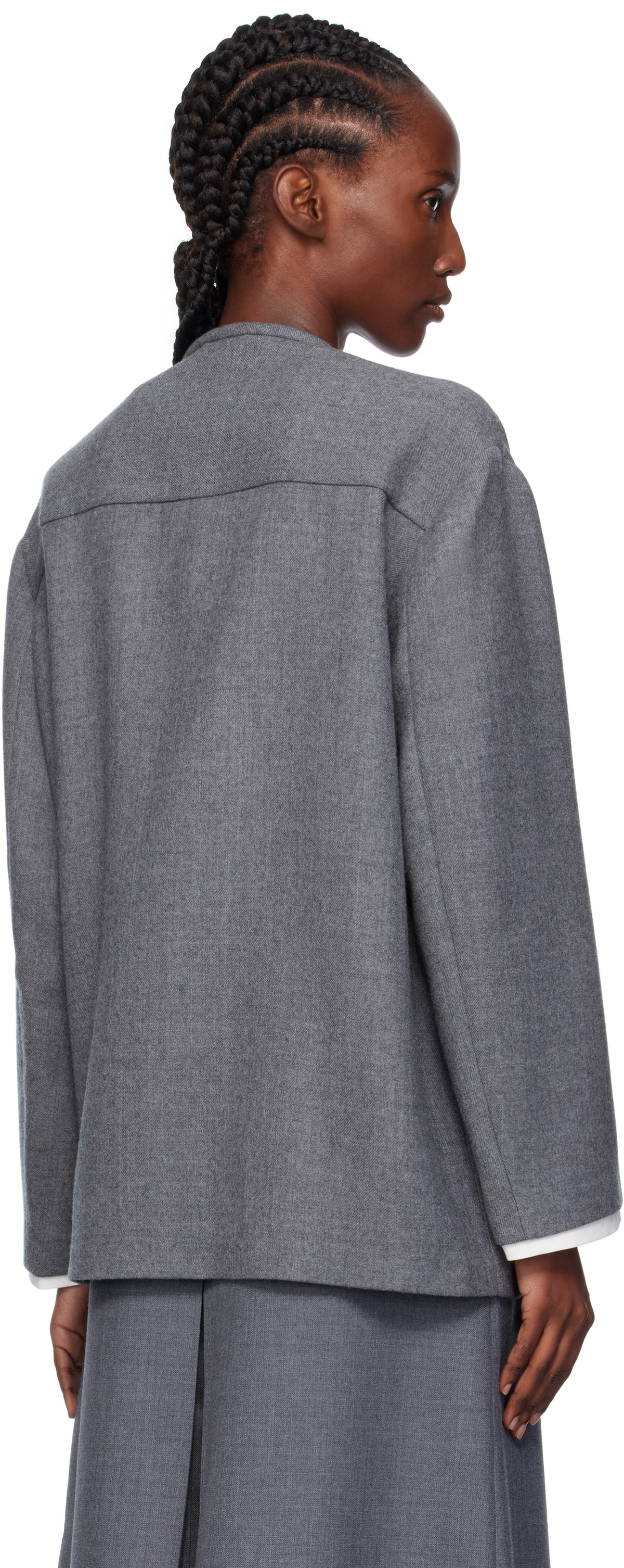 AO Yes Gray Melton Round Collar Jacket