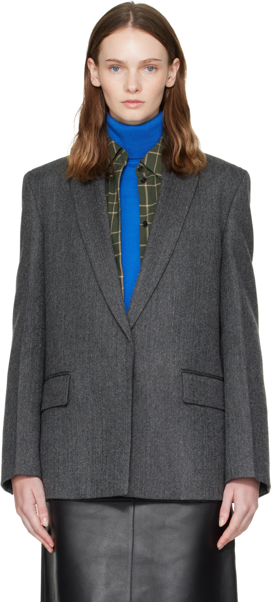 TOTEME Gray Herringbone Blazer