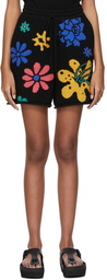 The Elder Statesman Black Sound Flowers Shorts