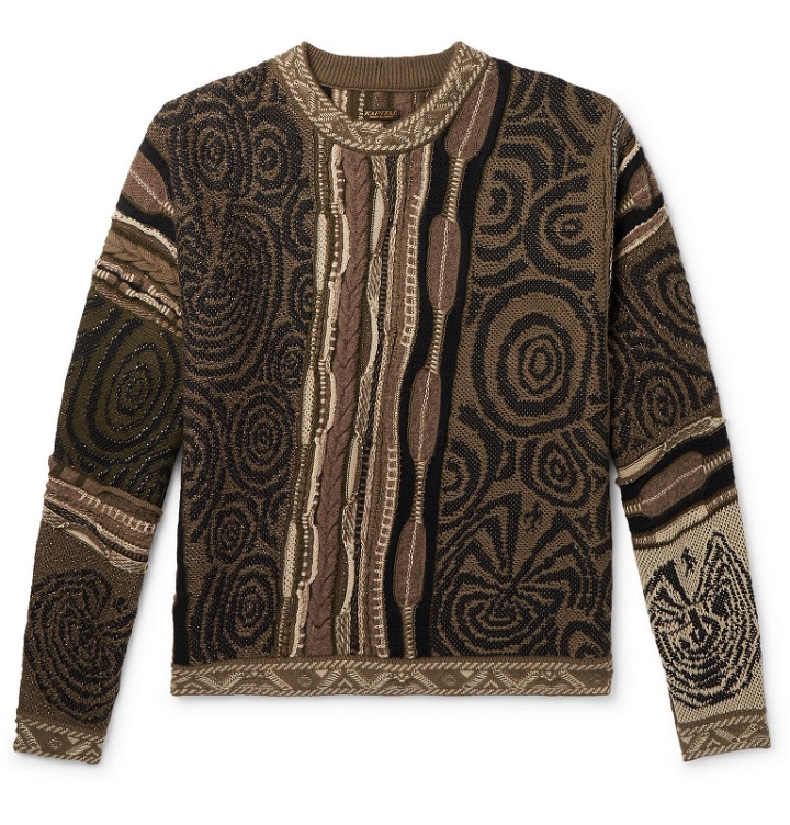 Photo: KAPITAL - Textured Cotton-Blend Sweater - Brown