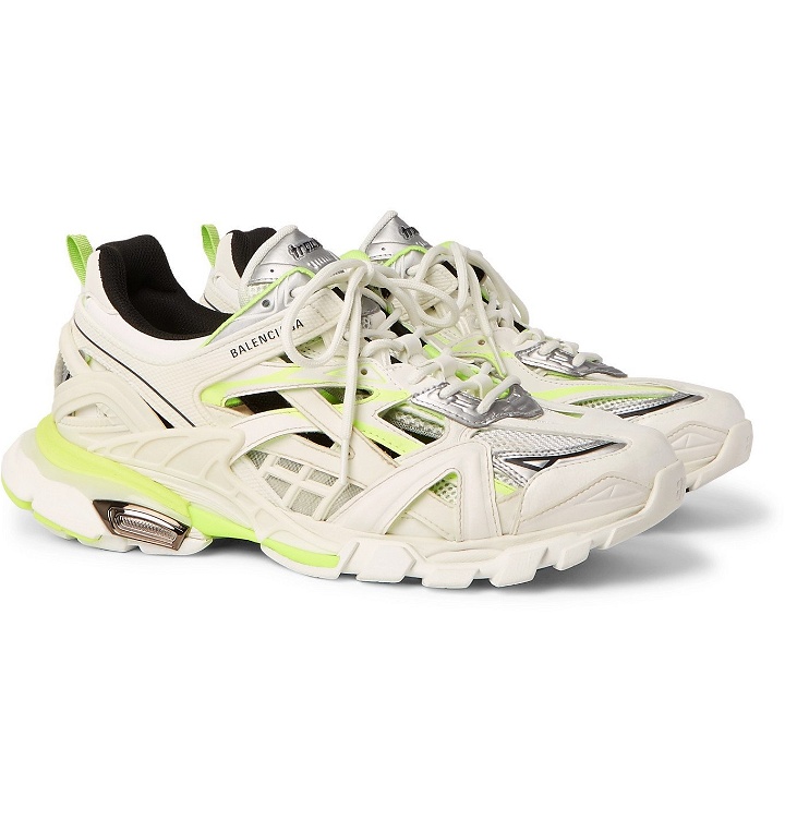 Photo: Balenciaga - Track.2 Nylon, Mesh and Rubber Sneakers - White