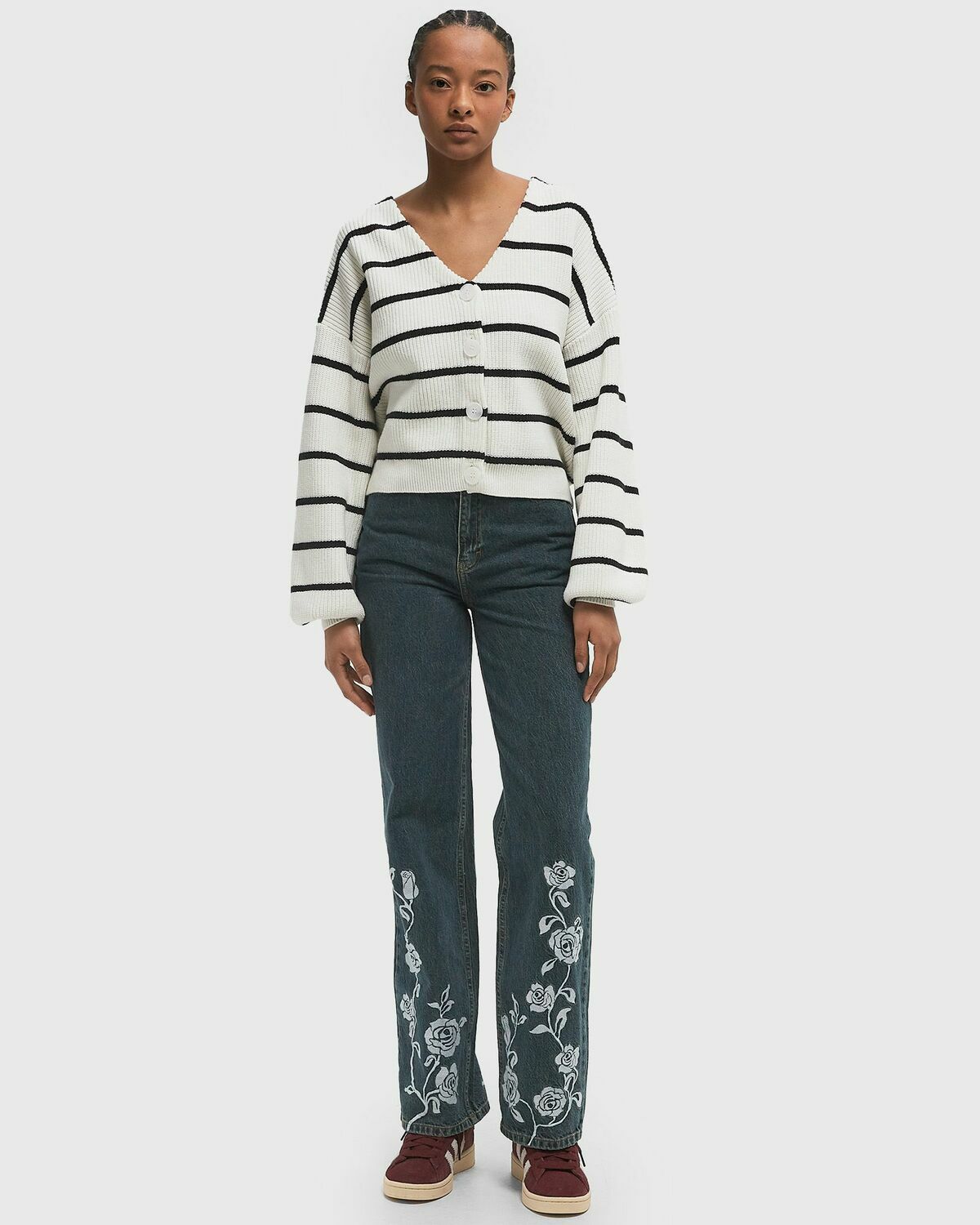 Gestuz MEBAGZ CARDIGAN STRIPED NOOS Beige Womens Zippers & Cardigan