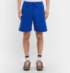 Gucci - Wide-Leg Logo Webbing-Trimmed Loopback Cotton-Jersey Shorts - Men - Blue