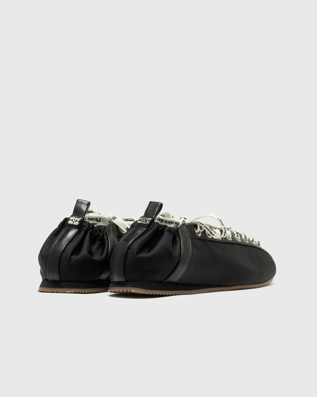 Ganni Lace Up Sporty Ballerina Nylon Black Womens Lowtop