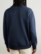 NN07 - Brigs Logo-Embroidered Organic Cotton-Blend Jersey Half-Zip Sweatshirt - Blue