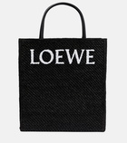 Loewe - Logo leather-trimmed raffia tote bag