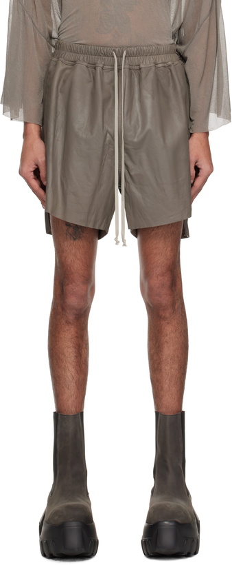 Photo: Rick Owens Gray Hollywood Boxers Leather Shorts