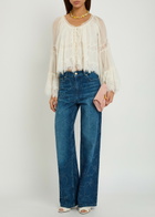 Loveshackfancy Darline Lace and Silk-chiffon top Ivory
