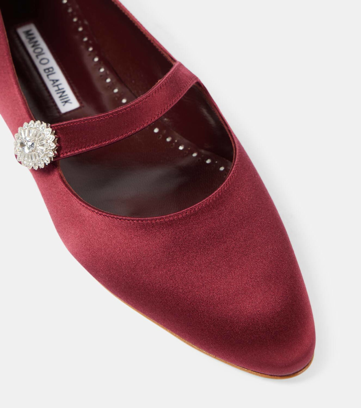 フラットシューズ MANOLO BLAHNIK Marijanaflat embellished Mary Jane flats Campari patent leather Mary Jane flats in black - Manolo