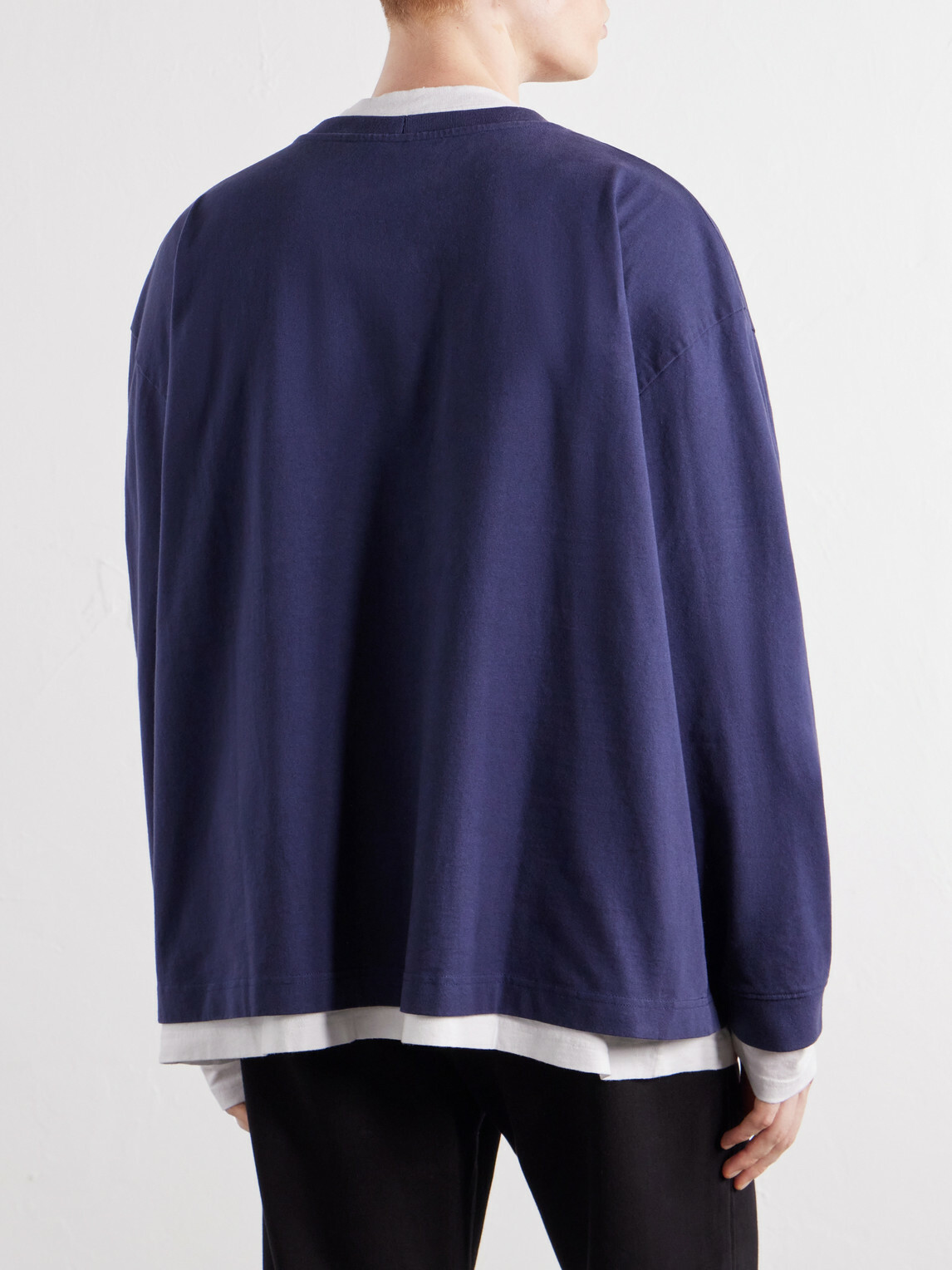 Acne Studios - Layered Logo-Embroidered Cotton-Jersey Sweatshirt - Blue
