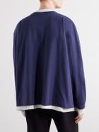 Acne Studios - Layered Logo-Embroidered Cotton-Jersey Sweatshirt - Blue