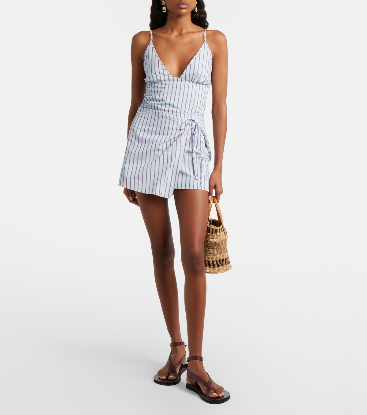 SIR Lista pinstripe cotton-blend top
