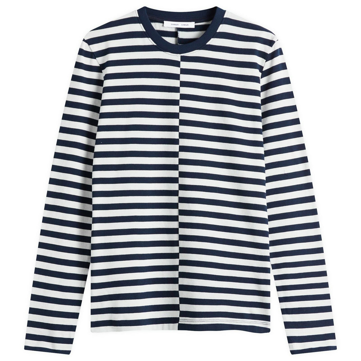 Samsøe Samsøe Women's Saavery Long Sleeve Stripe Top in Turkish Wood Asymm. St.