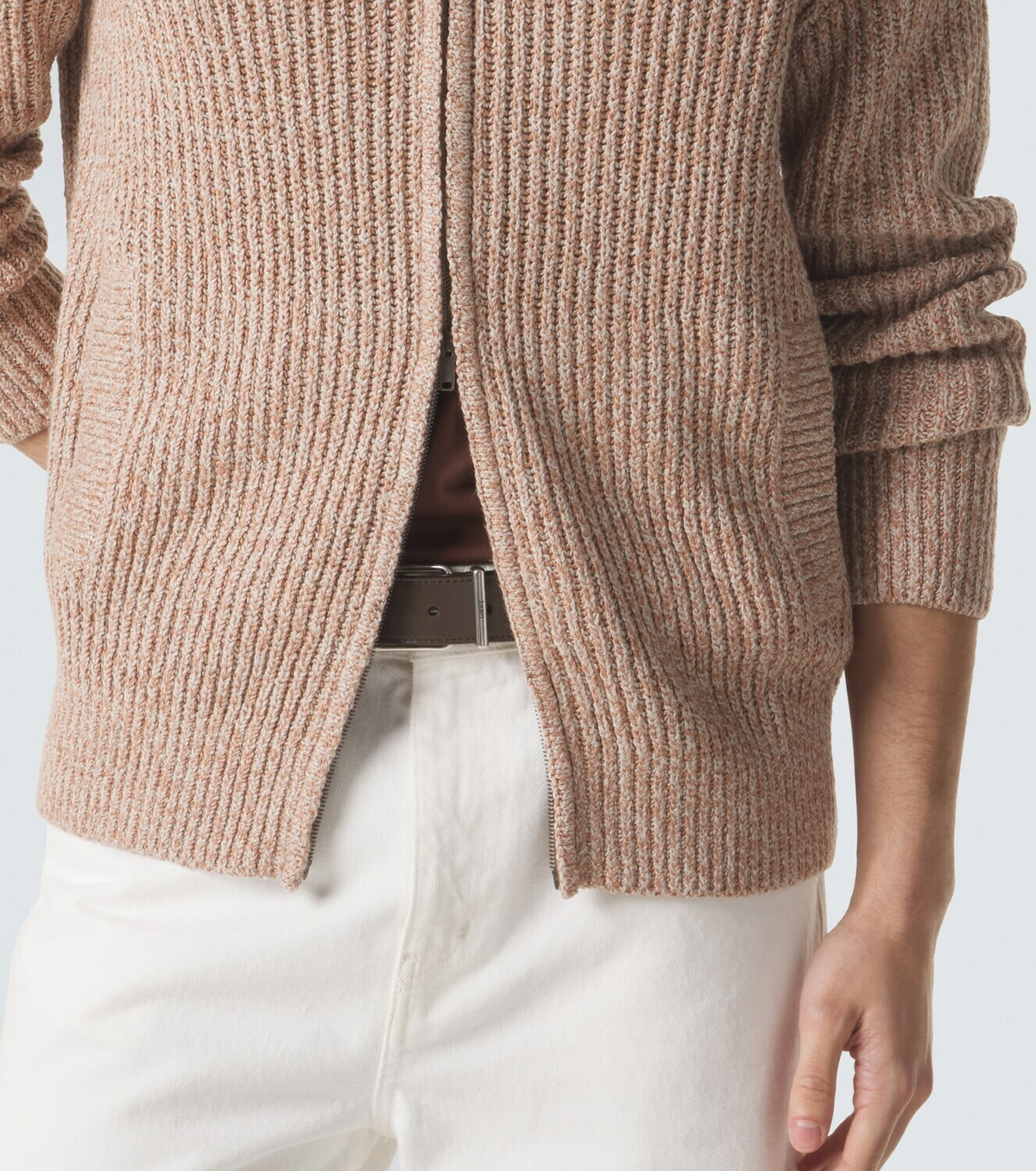 Tod's Cotton mouliné zip-up cardigan