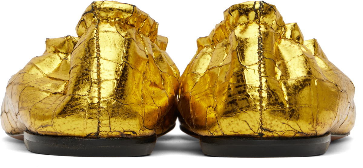 Dries Van Noten Gold Metallic Ballerina Flats