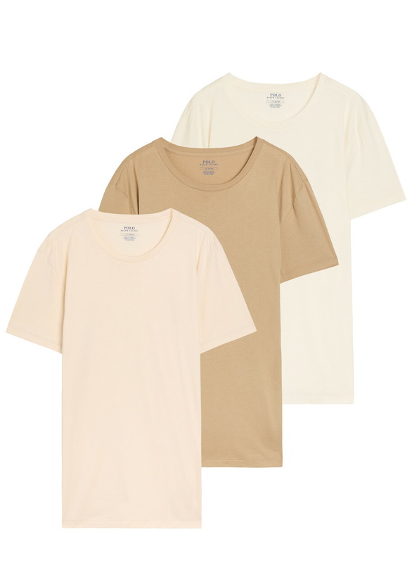 Photo: Polo Ralph Lauren Logo-embroidered Cotton T-shirt set of Three Cream