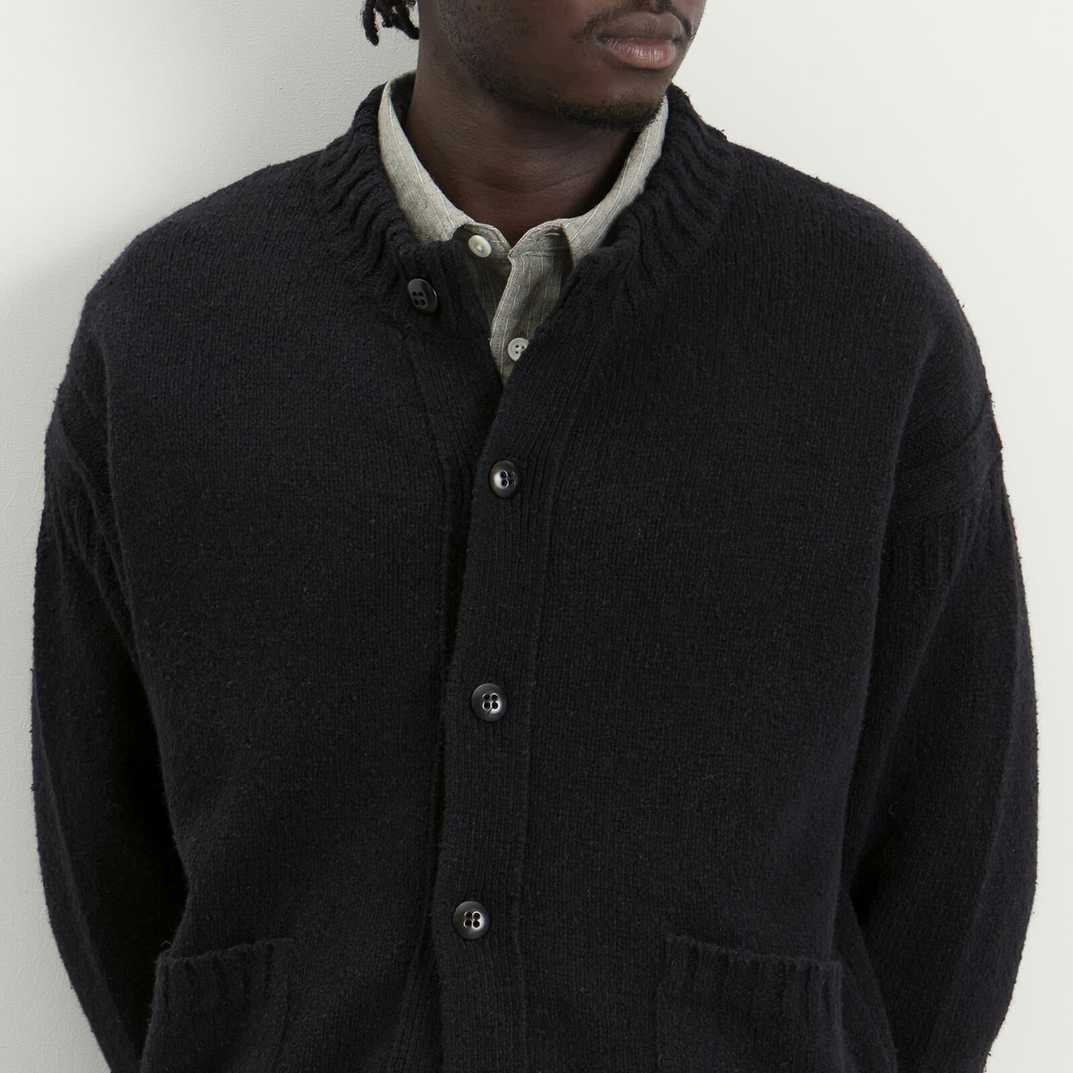 Folk Men's Knitted Jacket in Black