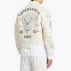 Casablanca Men's Chenille Embroidered Varsity Jacket in Off White