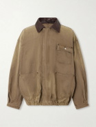 ssstein - Leather-Trimmed Garment-Dyed Cotton-Canvas Jacket - Brown