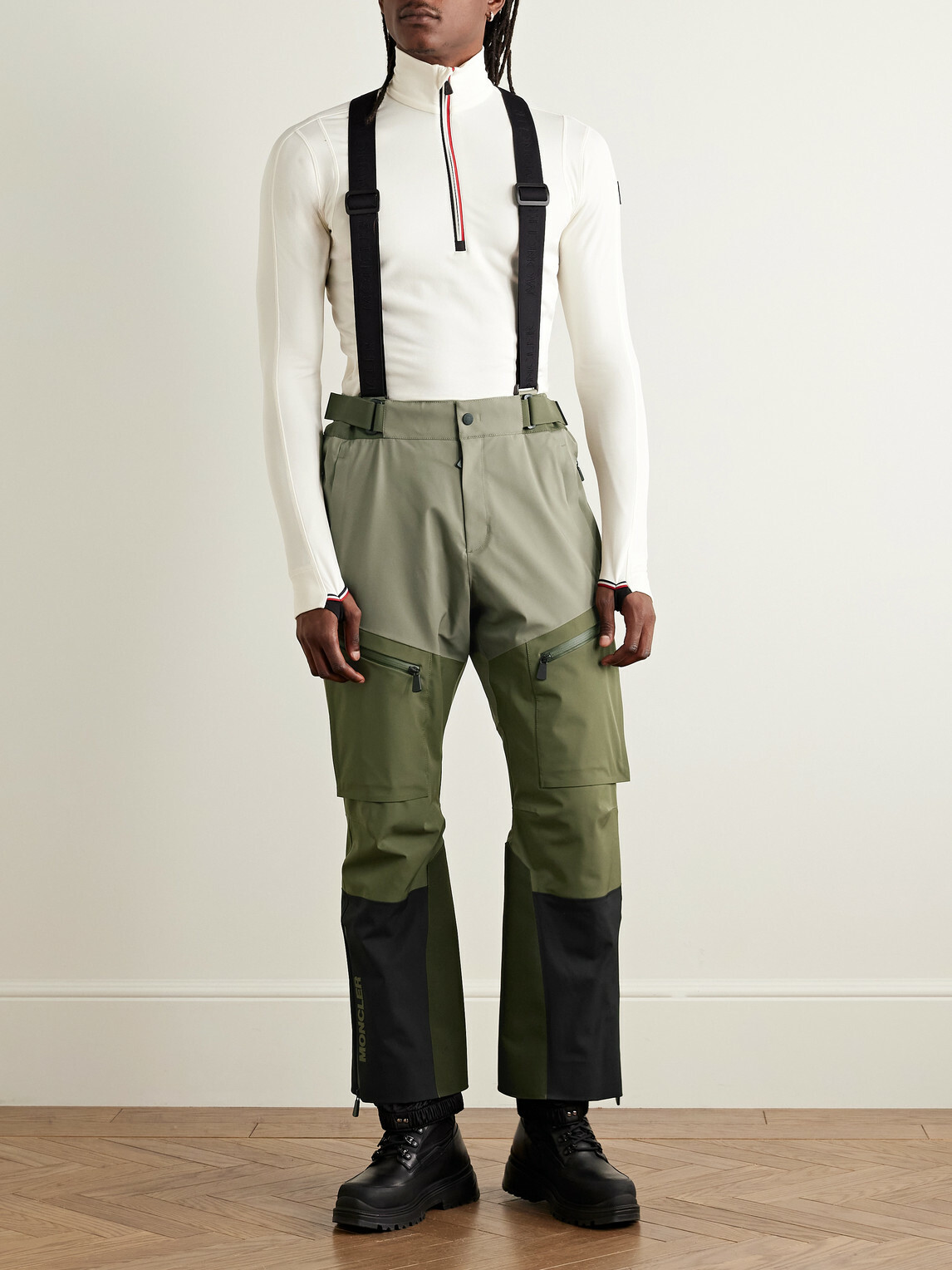 Moncler Grenoble - Colour-Blocked Ski Salopettes - Green