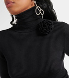 Blumarine Floral-appliqué wool turtleneck sweater