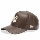 New Era New York Yankees Leather 9Forty A-Frame in Brown 