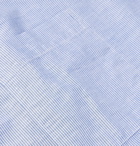 Sunspel - Cortina Camp-Collar Striped Linen and Cotton-Blend Shirt - Blue