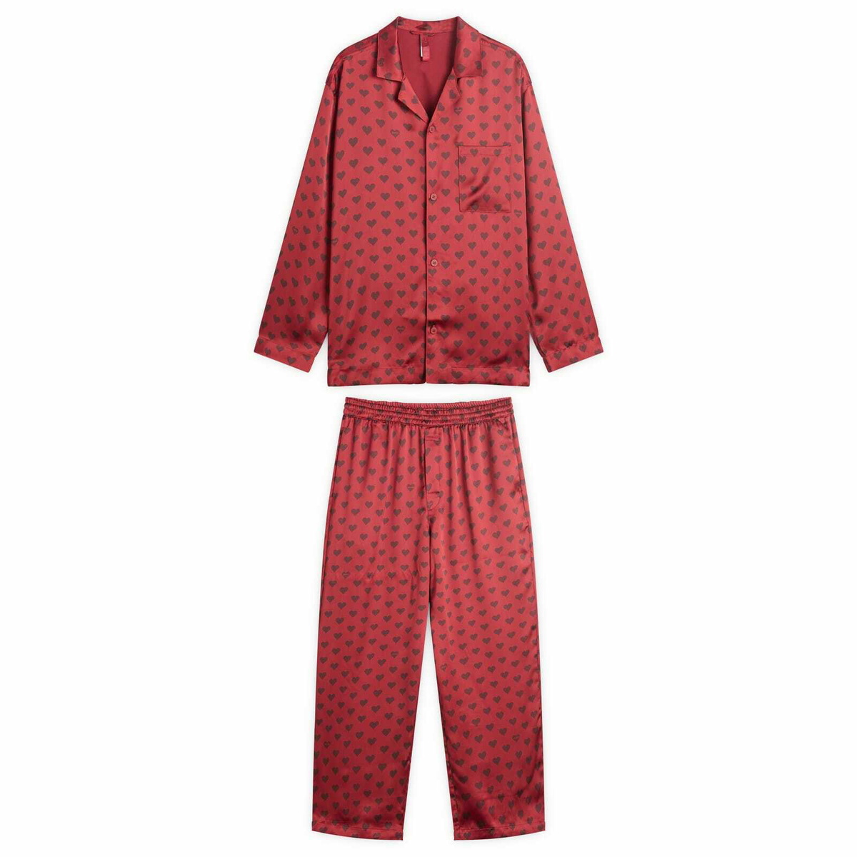 SKIMS Men's Sateen Sleep Set in Red Heart Halfdrop