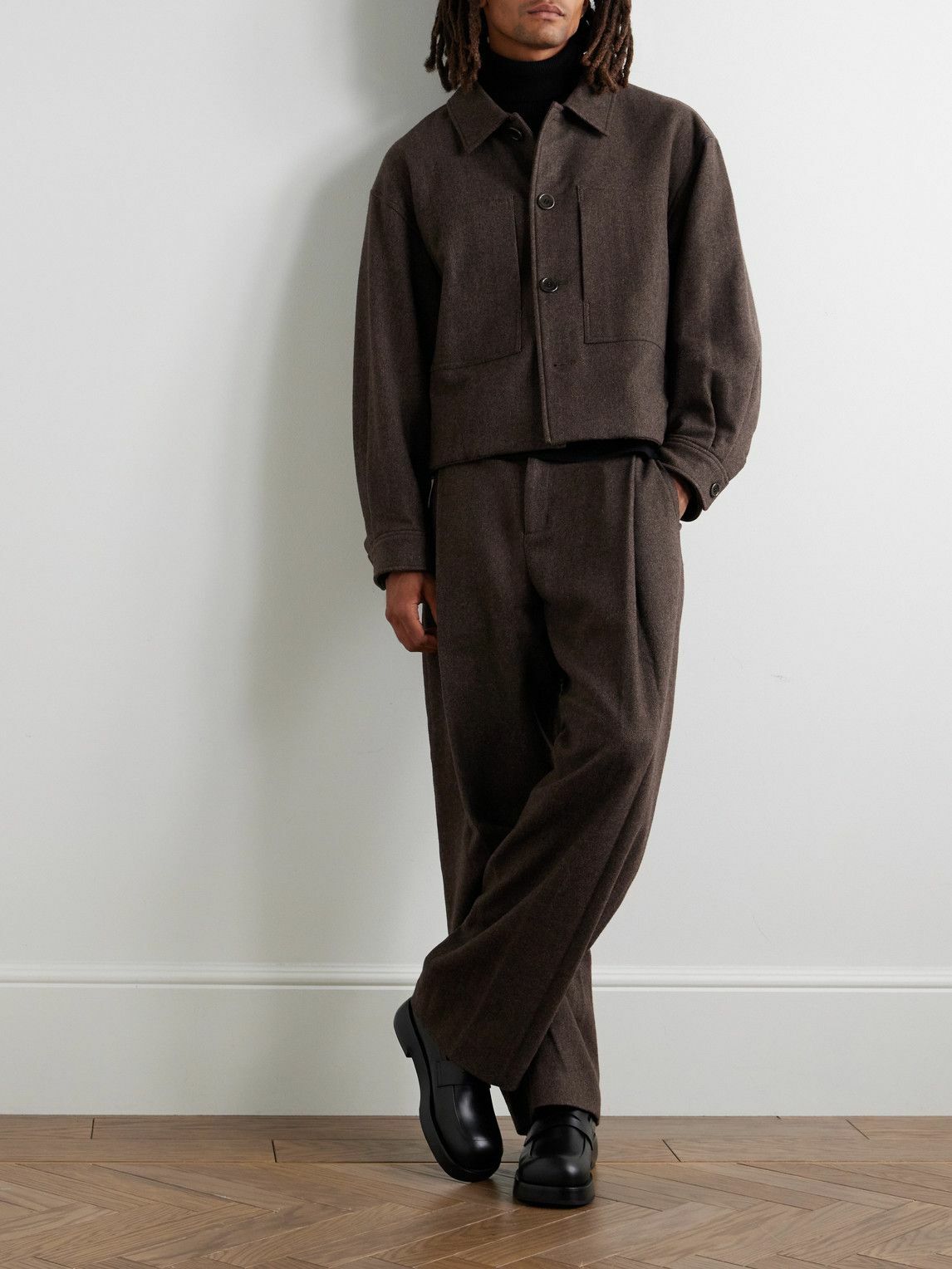 Amomento - Martin Straight-Leg Pleated Wool-Blend Twill Trousers