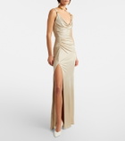 Versace Medusa ruched jersey gown