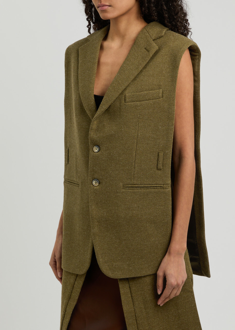 Bettter Andes Sleeveless Wool Cape Khaki