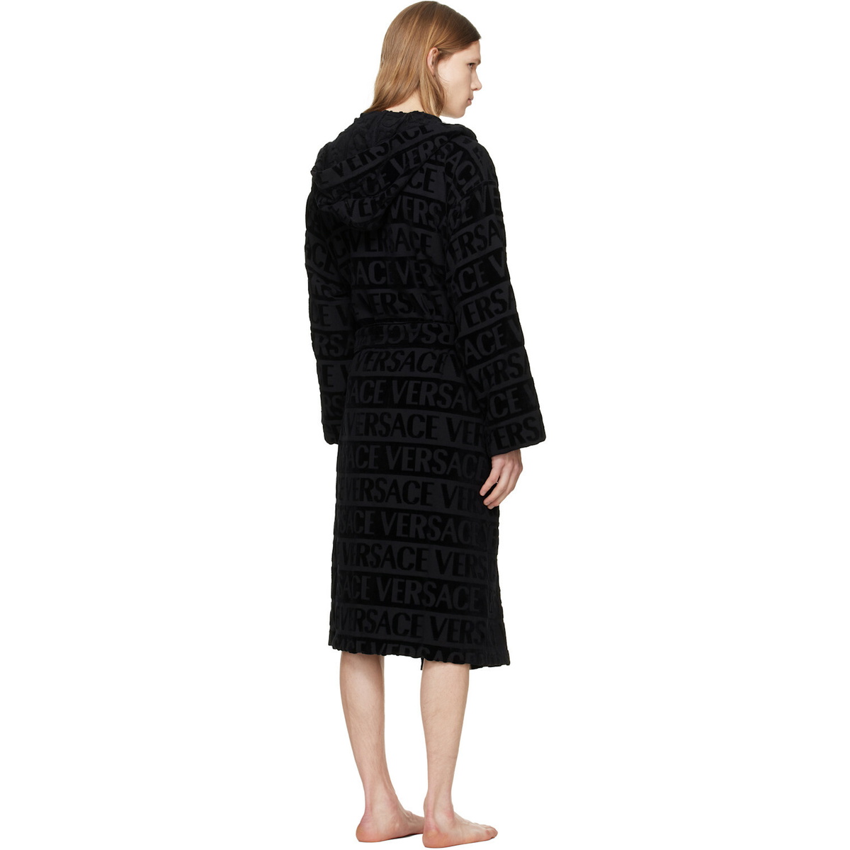 Versace Black 'Versace Allover' Bathrobe