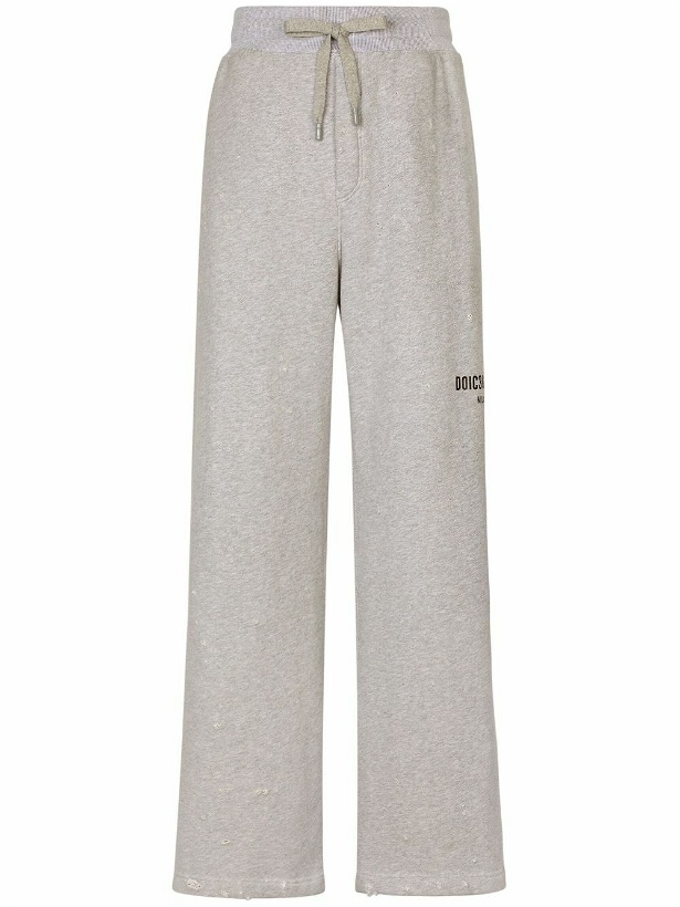 Photo: DOLCE & GABBANA - Terry Cloth Trousers With Logoed Plaque