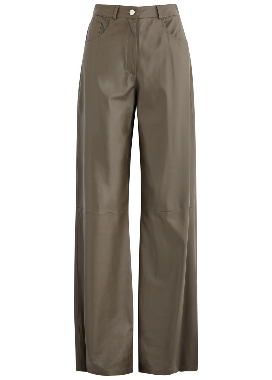 Arma Catania Wide-leg Leather Trousers Dark Brown