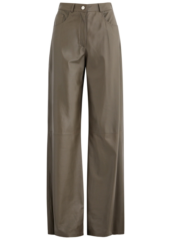 Photo: Arma Catania Wide-leg Leather Trousers Dark Brown